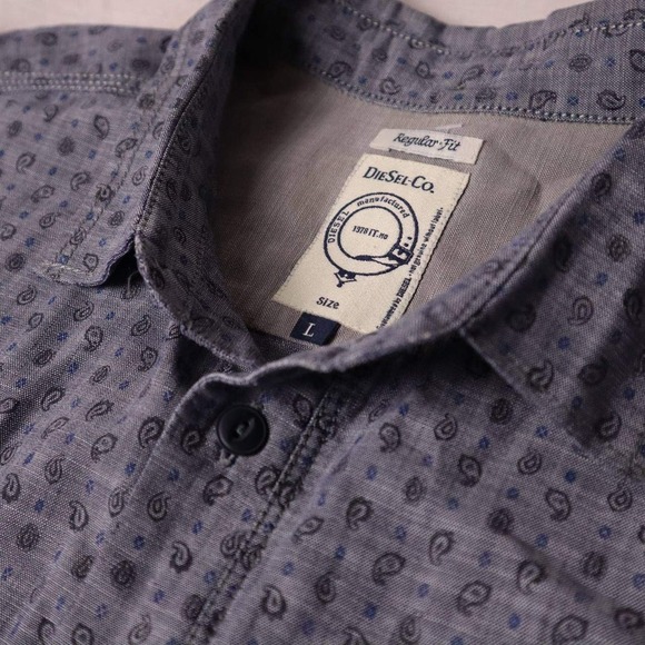 DIESEL CO Other - DIESEL CO Regular Fit Mens Blue Paisley Long Sleeve Button Down Shirt Size L
